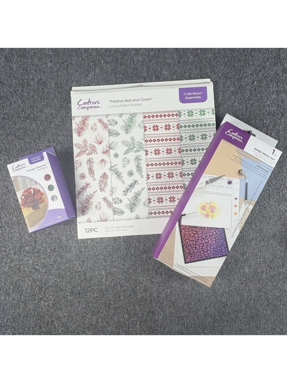 Crafter’s Companion Christmas Craft Lot Foiled Acetate Bows Silicone Mat